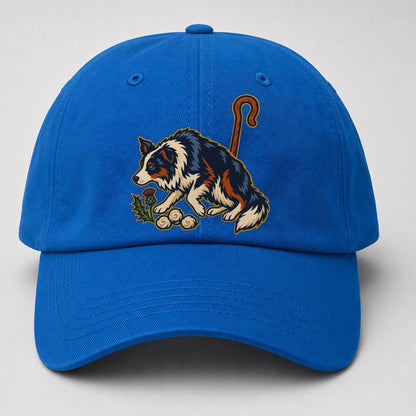 Shepherd Crook Sheepdog And Wool Sprig Uk Culture Heritage Baseball Cap – Blue