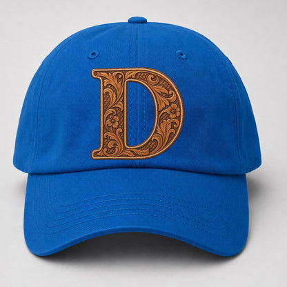 Tooled Leather D Monogram Baseball Cap – Blue