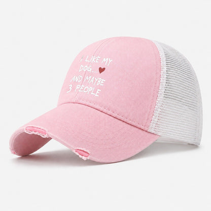 I Like My Dog And Maybe 3 People Washed Trucker Hat – Light Pink