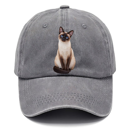 Siamese Seated Portrait Realistic Cat Portrait Classic Cap – Urban Haze