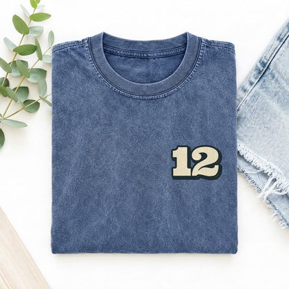 Number 12 Left Chest Vintage T-shirt – Washed Blue