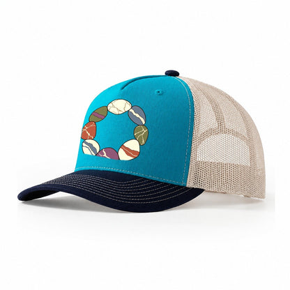 Tumbled Stone Colour Wheel Rocks And Minerals Trucker Hat – Teal Navy