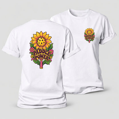 Sunflower Paddle Power Pickleball Life Women's Cotton T-Shirt – White