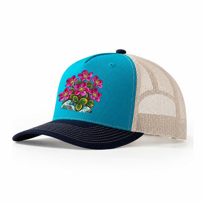 Nunavut Purple Saxifrage Canada Cultural Icons Trucker Hat – Teal Navy