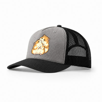 Hamster Nose Touch Small Pet Logos Trucker Hat – Grey Black