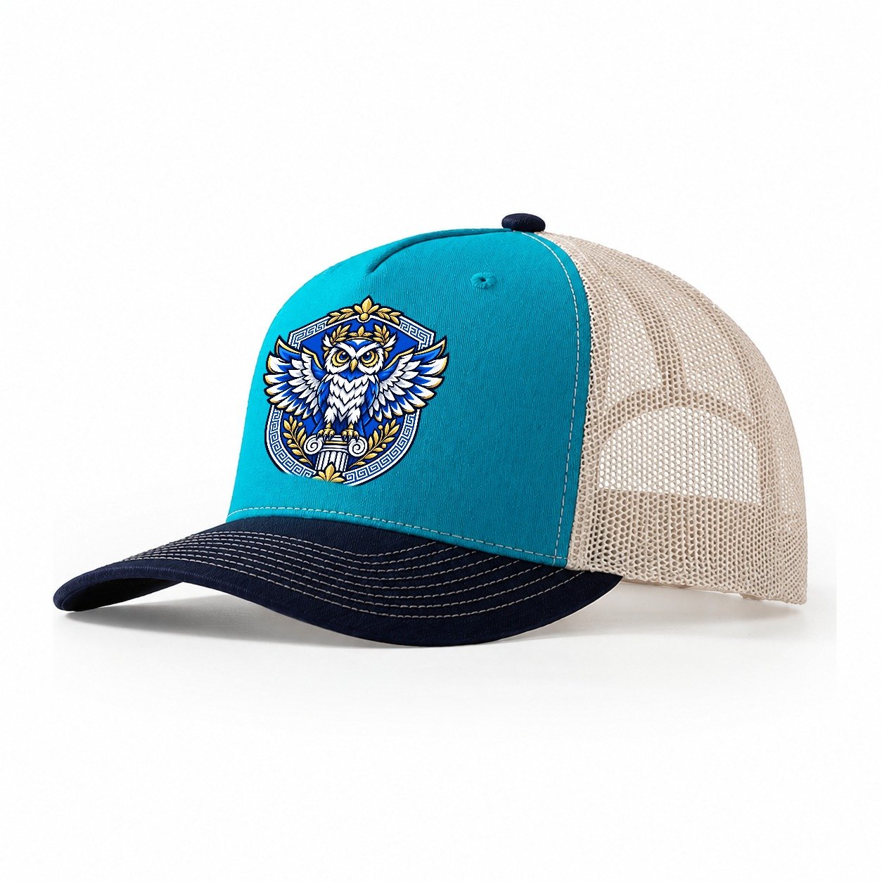 Greece Heraldic Crest Country Logos Trucker Hat – Teal Navy