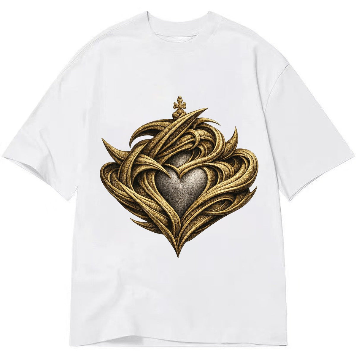 Abstract Claddagh Symbol Washed Classic T-shirt – White