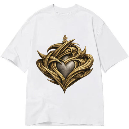 Abstract Claddagh Symbol Washed Classic T-shirt – White