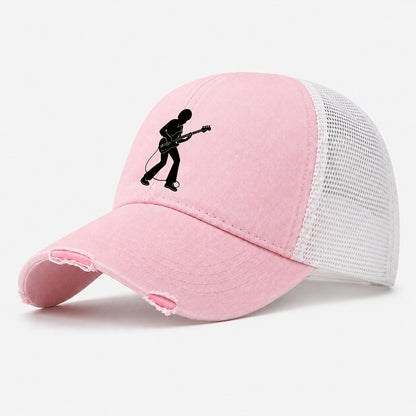 Bass Guitarist Slap Technique Washed Trucker Hat – Light Pink