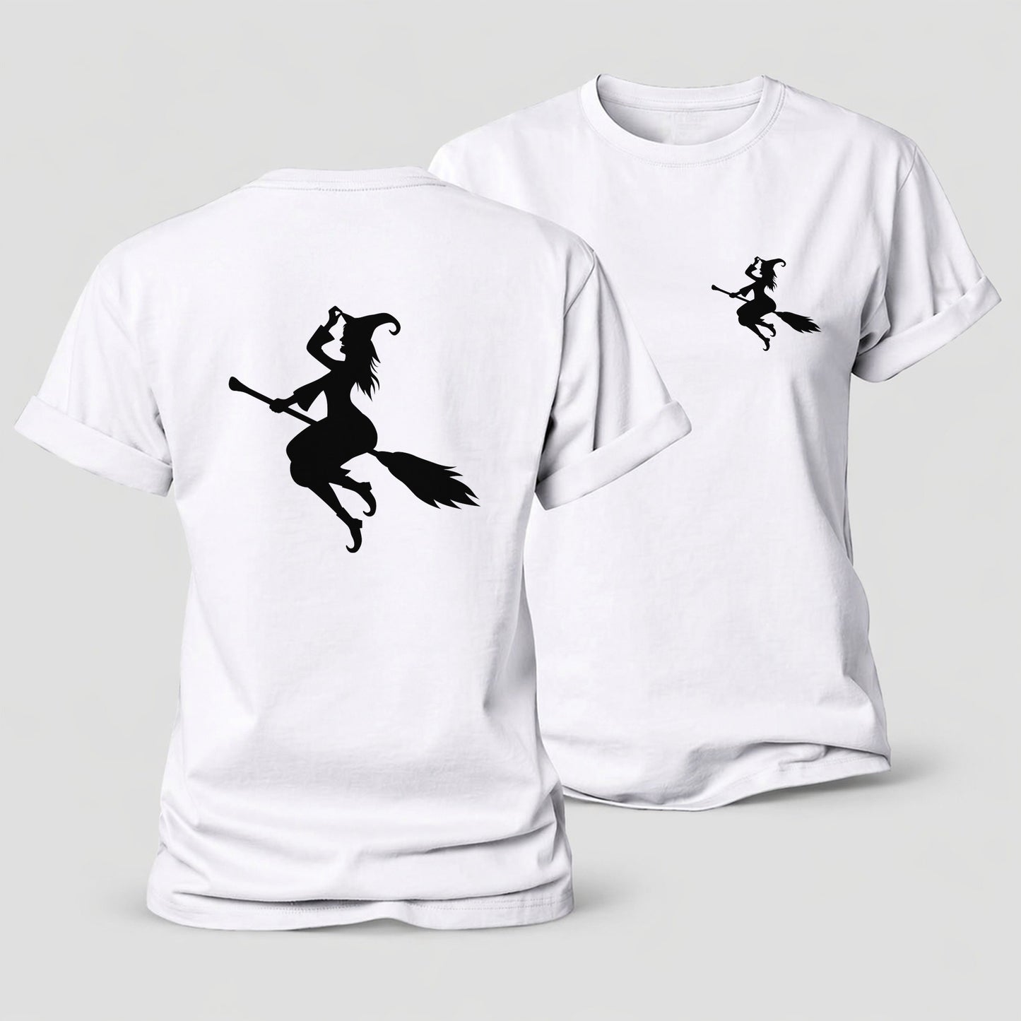 Enchanting Witch On Broom Hat Limited Edition Women's Cotton T-Shirt – White