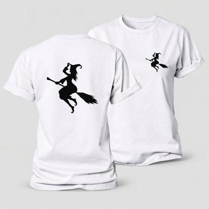 Enchanting Witch On Broom Hat Limited Edition Women's Cotton T-Shirt – White