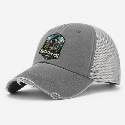 Mountain Bike Rider Washed Trucker Hat – Grey