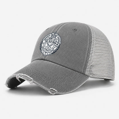 Don't Let the Old Man In Line Art Washed Trucker Hat – Grey