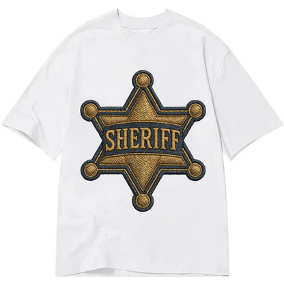 Sheriff Badge Six Pointed Star With Sheriff Engraving And Br Classic T-shirt – White