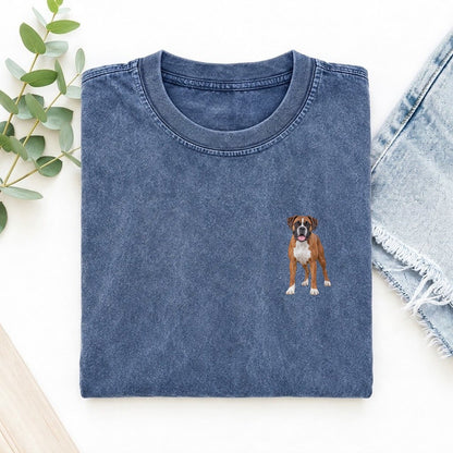 Boxer Standing Left Chest Vintage T-shirt – Washed Blue
