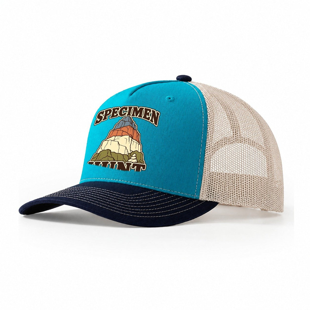Mountain Specimen Hunt Rocks And Minerals Trucker Hat – Teal Navy