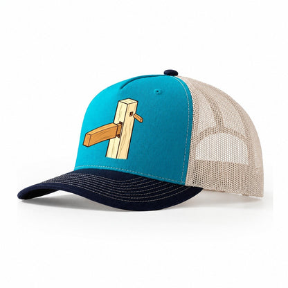 Mortise And Tenon Woodworking Trucker Hat – Teal Navy