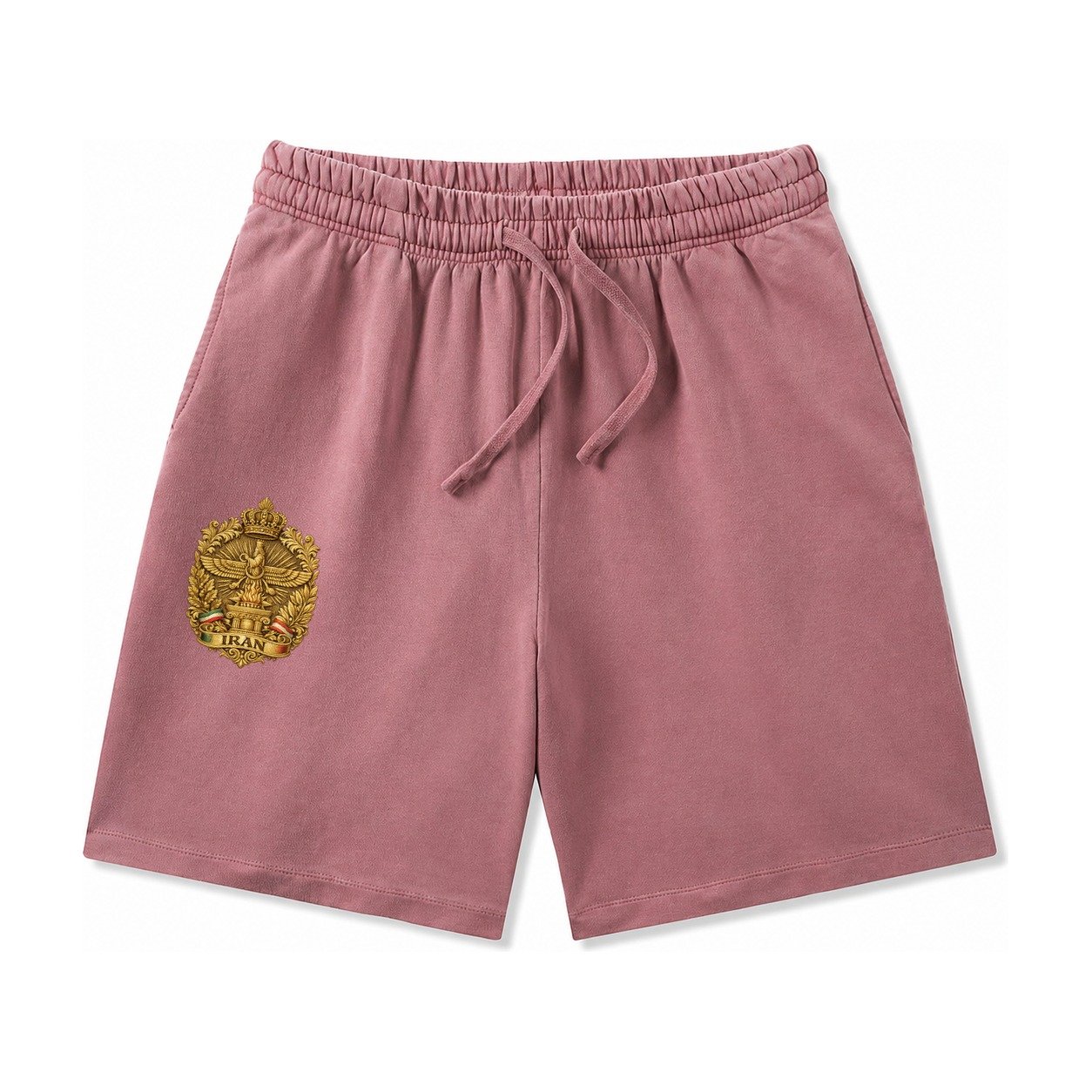 Iran Fire Temple Emblem Washed Shorts – Burgundy
