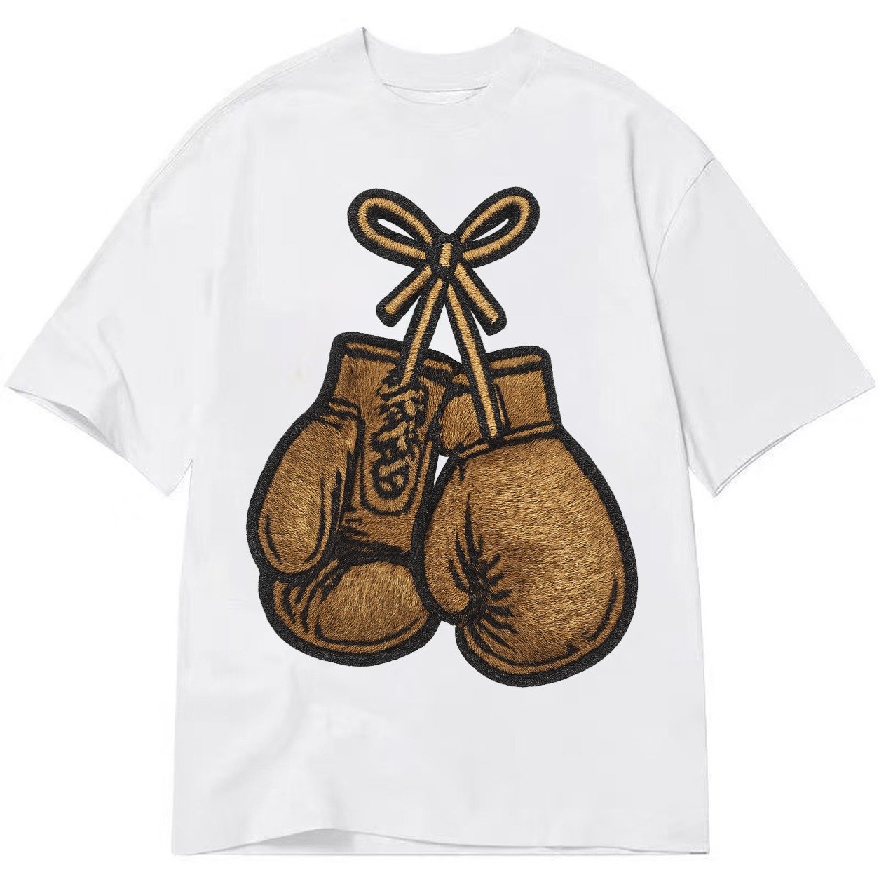 Boxing Gloves Vintage Leather Boxing Gloves With Laces Cross Classic T-shirt – White