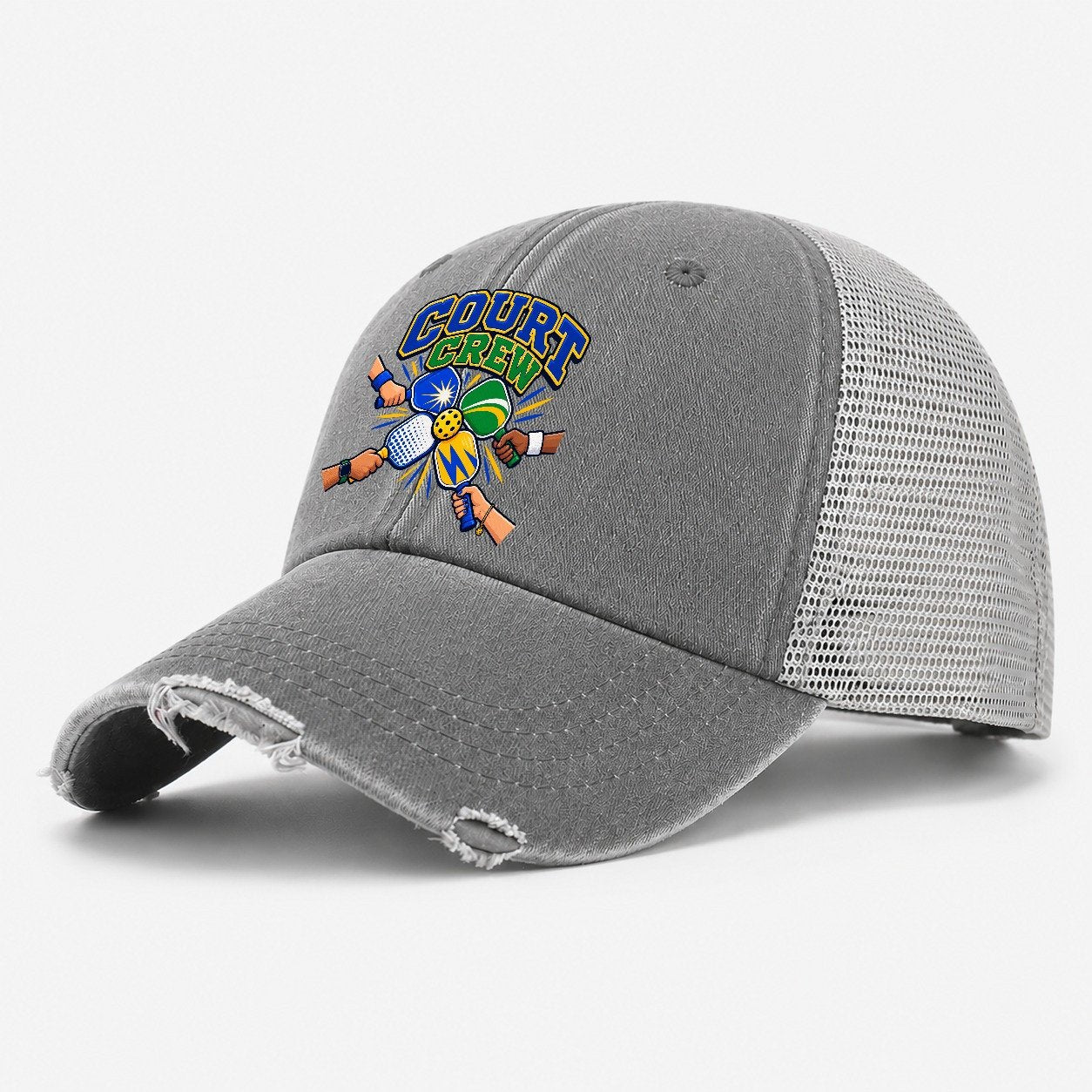 Court Crew Pickleball Life Washed Trucker Hat – Grey