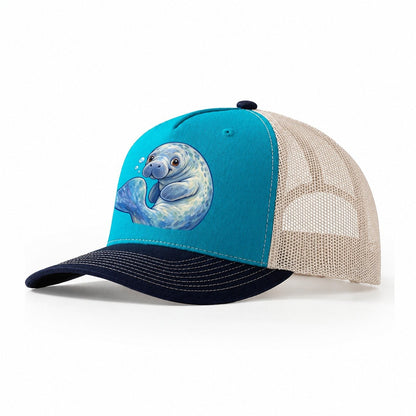 Manatee Curled Drift Sea Sprite Trucker Hat – Teal Navy