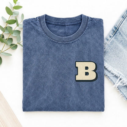 Initial B Left Chest Vintage T-shirt – Washed Blue