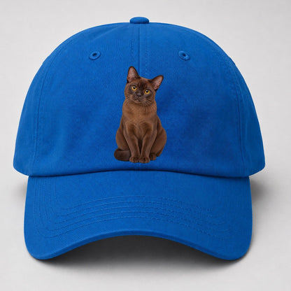 Burmese Seated Portrait Realistic Cat Portrait Baseball Cap – Blue