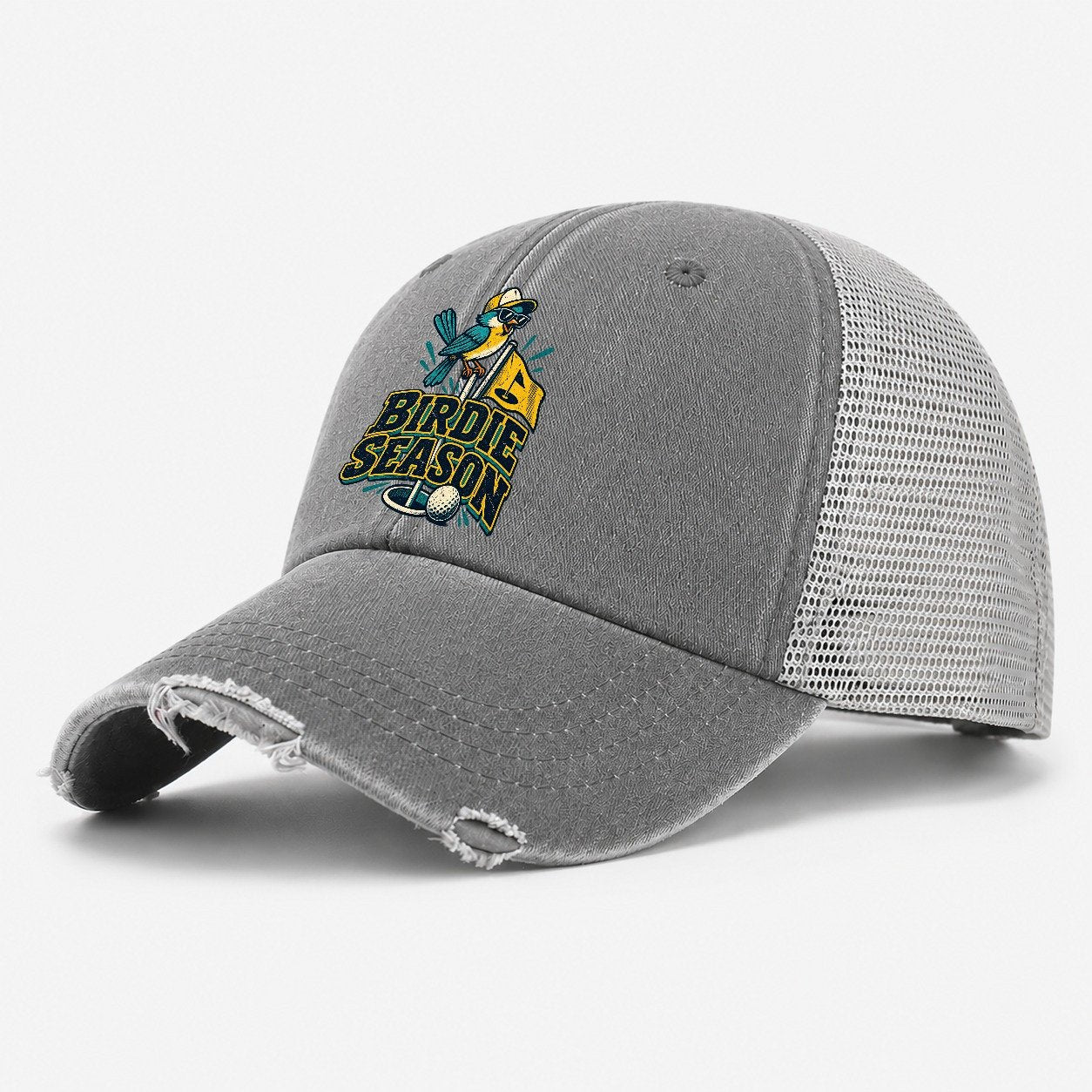 Birdie Season Golf Life Washed Trucker Hat – Grey