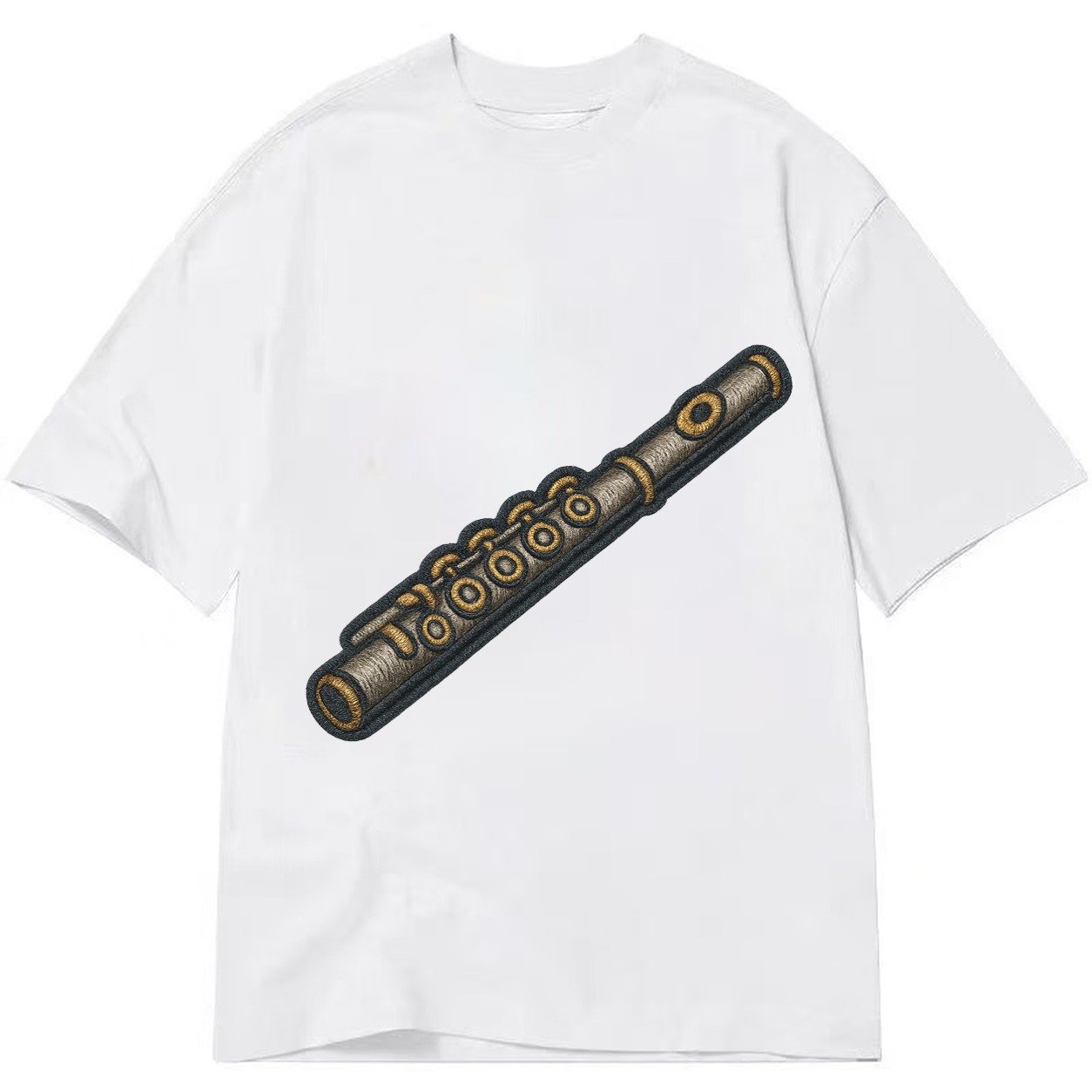 Flute Silver Flute With Keys And Embouchure Hole Classic T-shirt – White