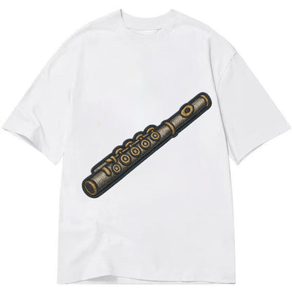 Flute Silver Flute With Keys And Embouchure Hole Classic T-shirt – White