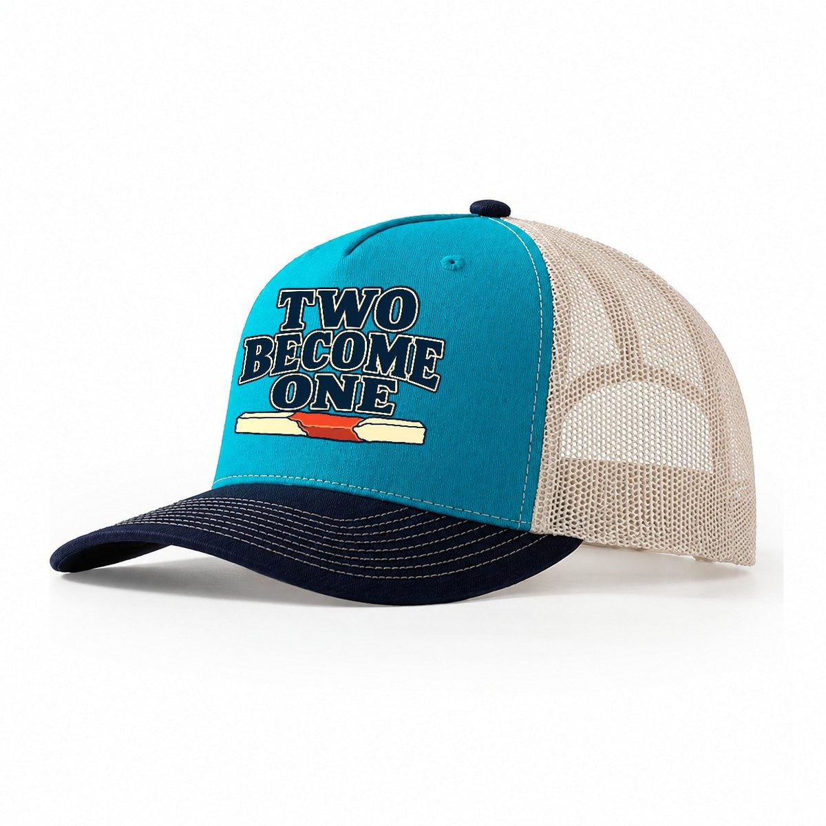 Two Become One Blacksmithing Trucker Hat – Teal Navy
