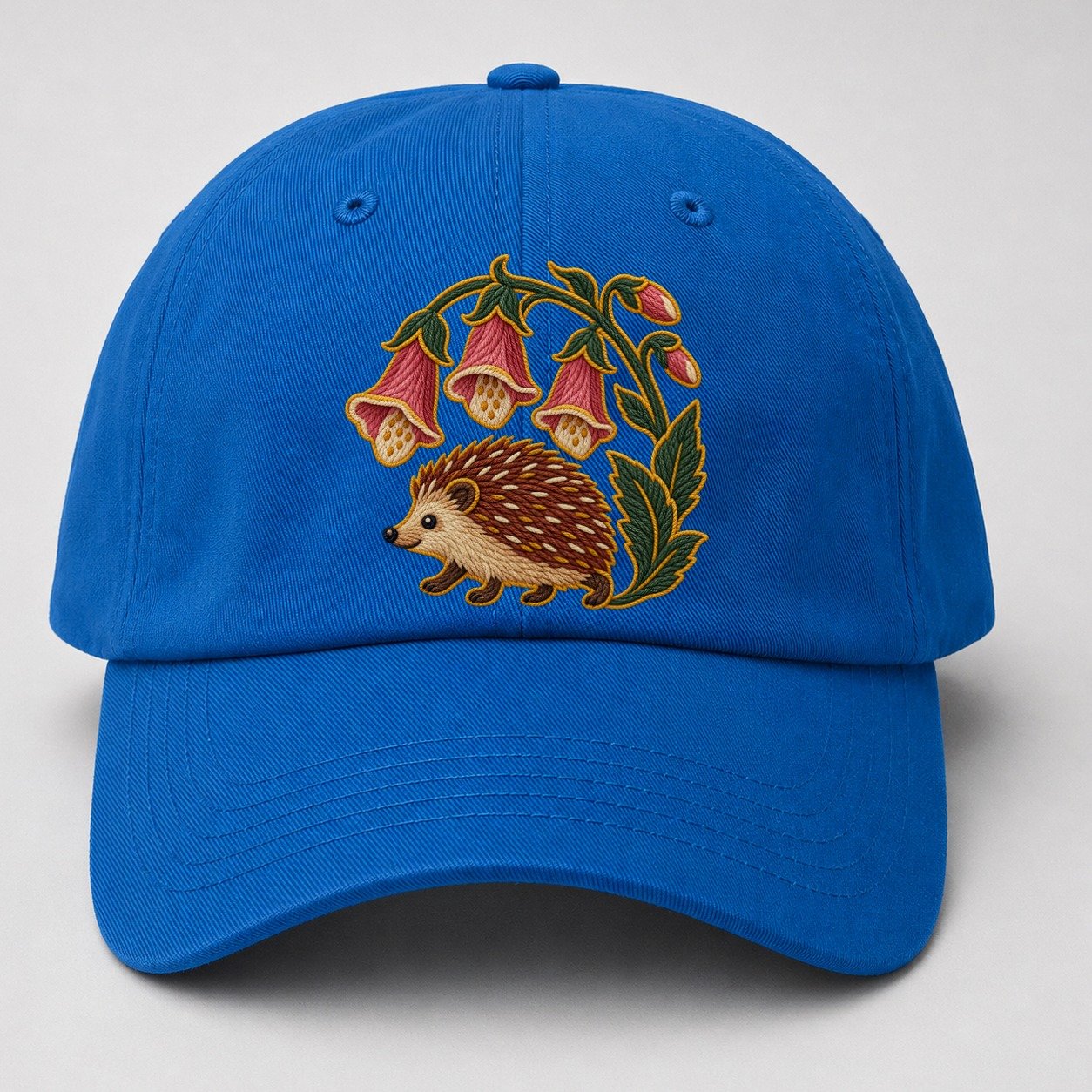 English Foxglove And Hedgehog Uk Culture Heritage Baseball Cap – Blue