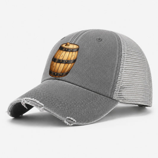 Oak Ageing Barrel Homebrewing Washed Trucker Hat – Grey