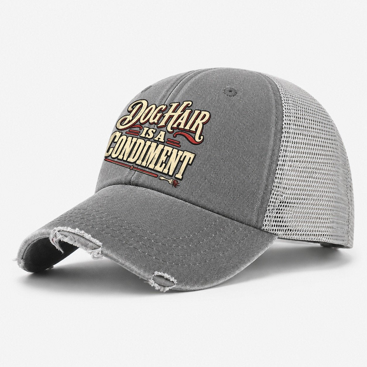 Dog Hair Is A Condiment American Wit Washed Trucker Hat – Grey