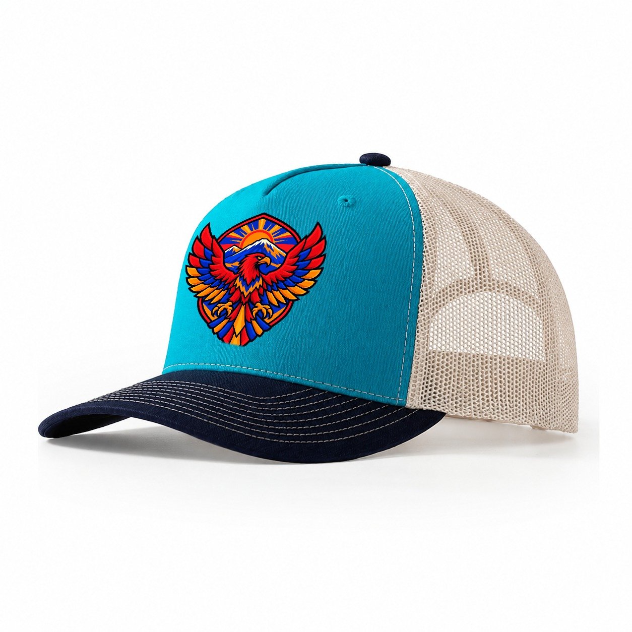 Armenia Minimal Emblem Country Logos Trucker Hat – Teal Navy