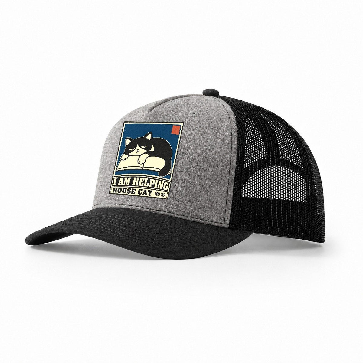 I Am Helping Neko Says No Trucker Hat – Grey Black