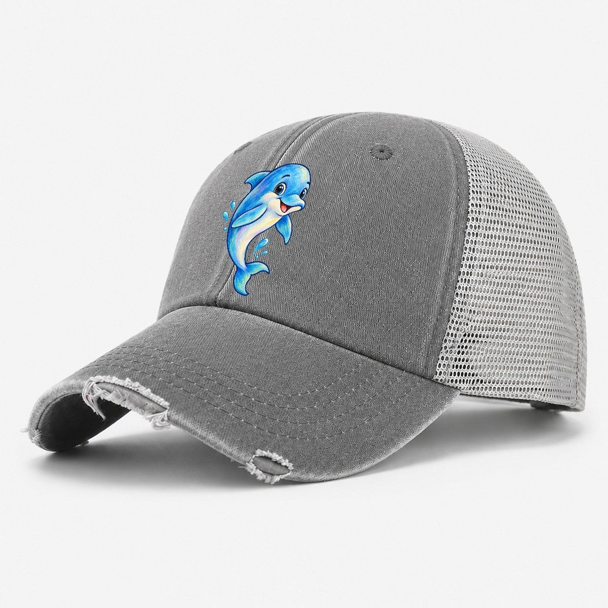 Dolphin Friendly Leap Sea Sprite Washed Trucker Hat – Grey