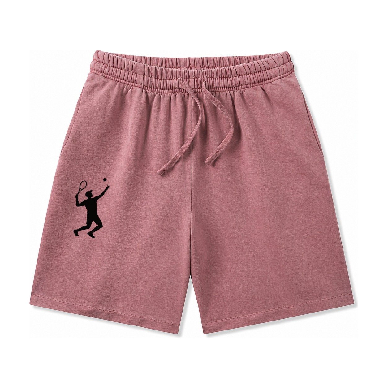 Tennis Player Serving Powerful Shot Washed Shorts – Burgundy