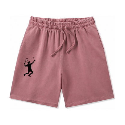 Tennis Player Serving Powerful Shot Washed Shorts – Burgundy