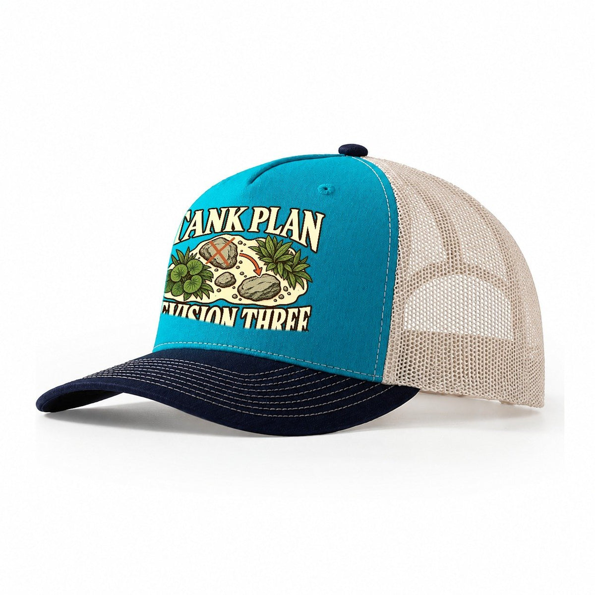 Tank Plan Revision Three Aquarium Keeping Trucker Hat – Teal Navy