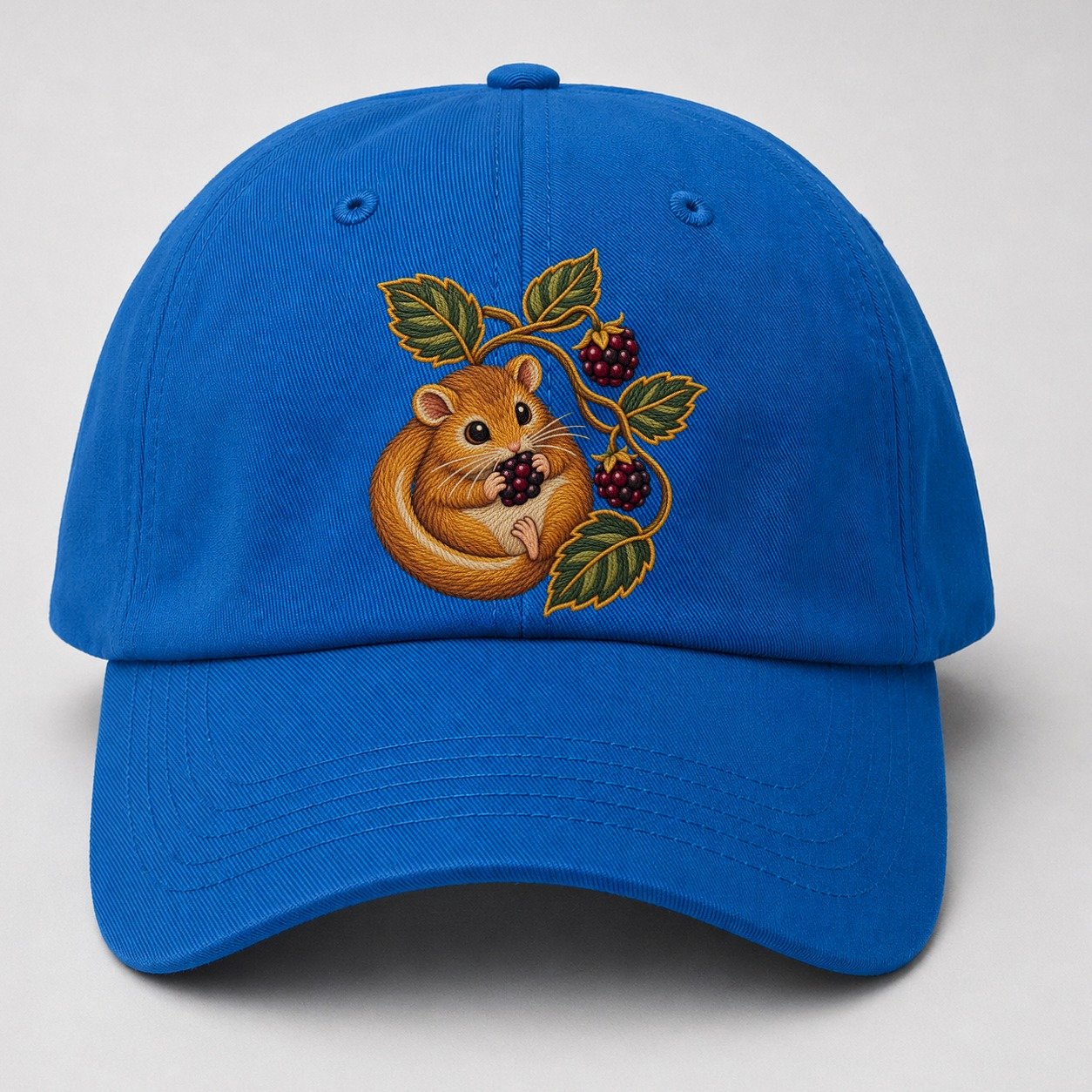 British Hedgerow Dormouse And Blackberries Uk Culture Heritage Baseball Cap – Blue