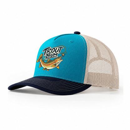 Trout Bum Fishing Elegant Trucker Hat – Teal Navy