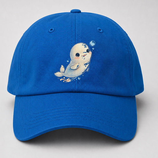 Beluga Whale Bubble Rise Sea Sprite Baseball Cap – Blue