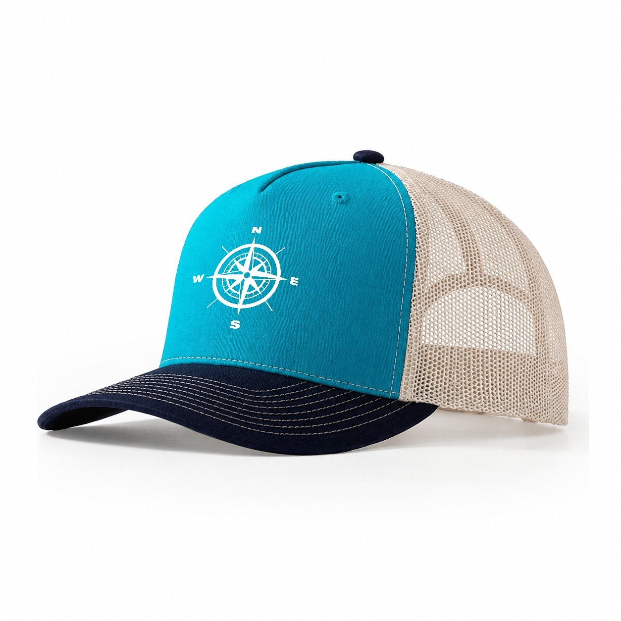 Navigate Your Path Compass Trucker Hat – Teal Navy