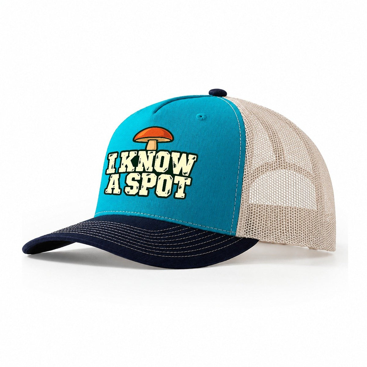 I Know A Spot Foraging And Mycology Trucker Hat – Teal Navy