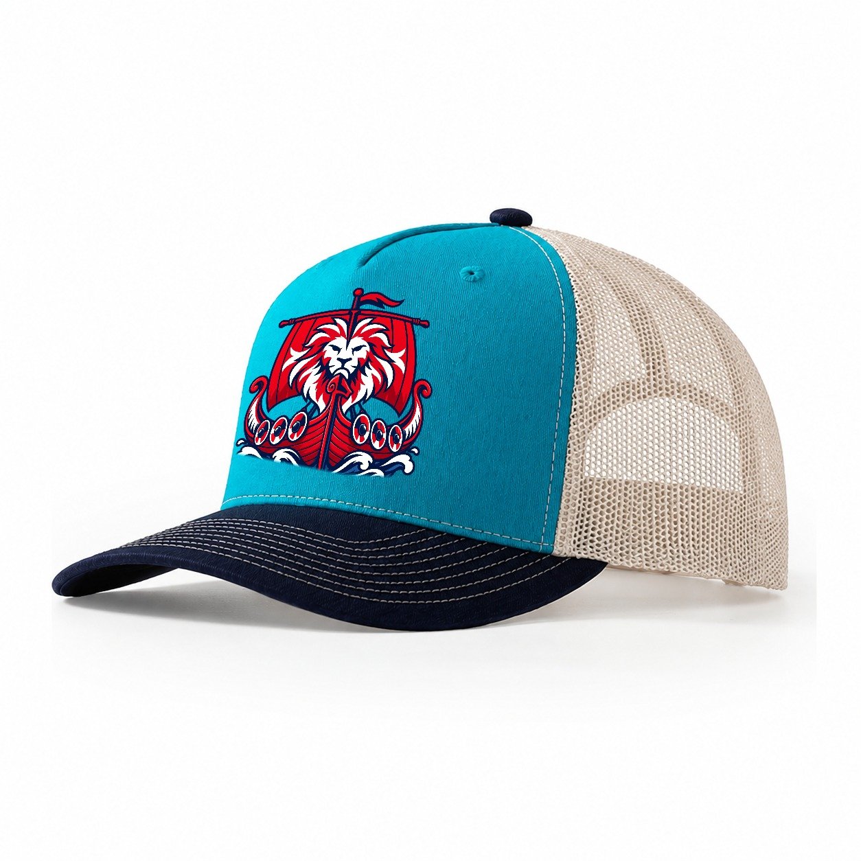 Norway Minimal Emblem Country Logos Trucker Hat – Teal Navy