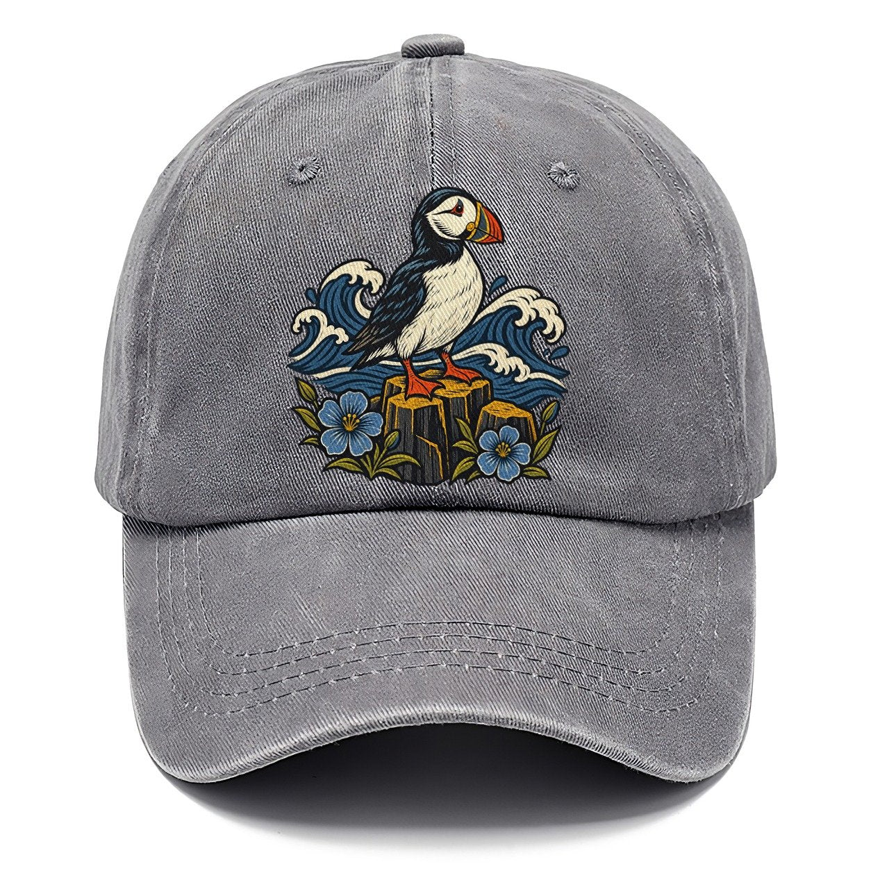 Causeway Coast Puffin And Flax Flowers Uk Culture Heritage Classic Cap – Urban Haze