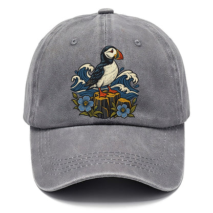 Causeway Coast Puffin And Flax Flowers Uk Culture Heritage Classic Cap – Urban Haze