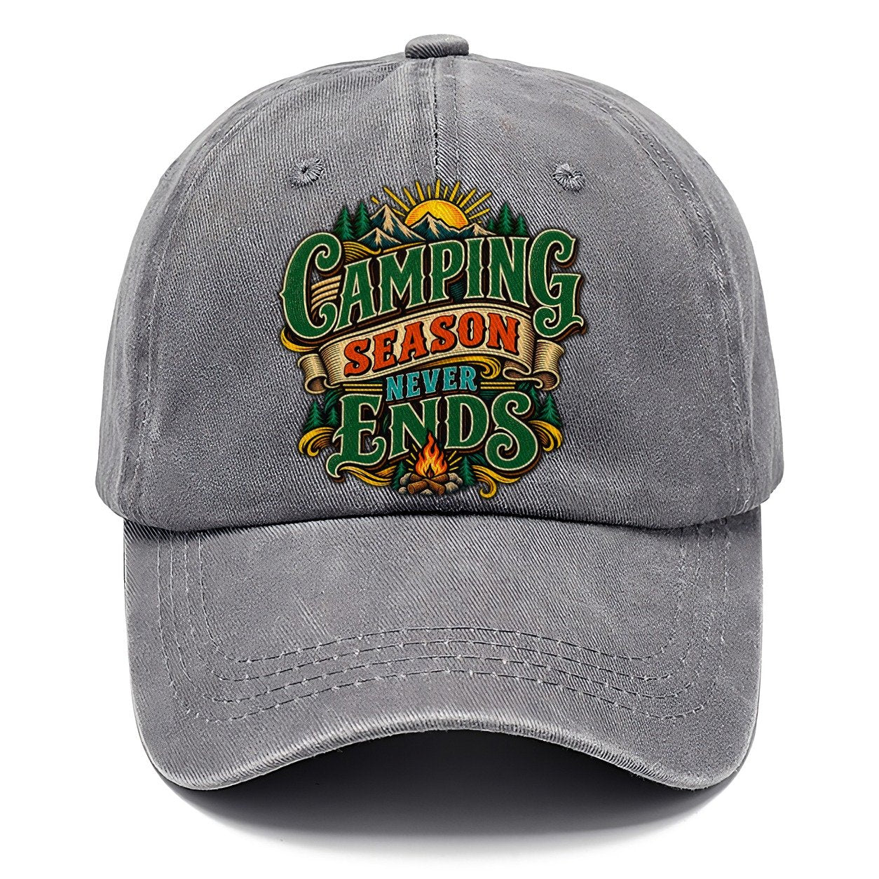Camping Season Never Ends Retired Living Classic Cap – Urban Haze