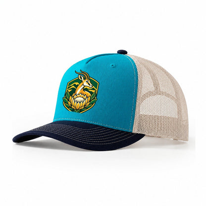South Africa Minimal Emblem Country Logos Trucker Hat – Teal Navy